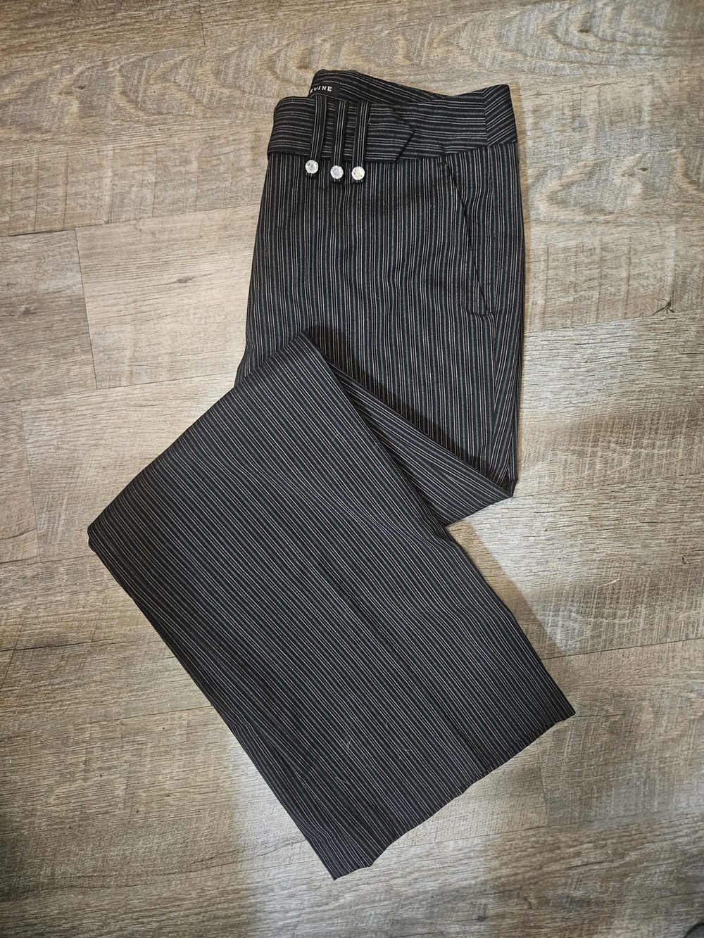 Larry Levine Women's Black Pinstripe Dress Pants